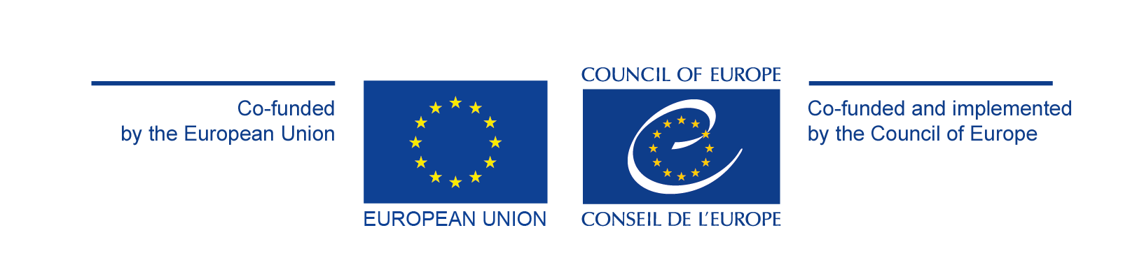 Picture has flags of EU and Council of Europe and texts: Co-funded by the European Unio and co-funded and implemented by the Council of Europe.